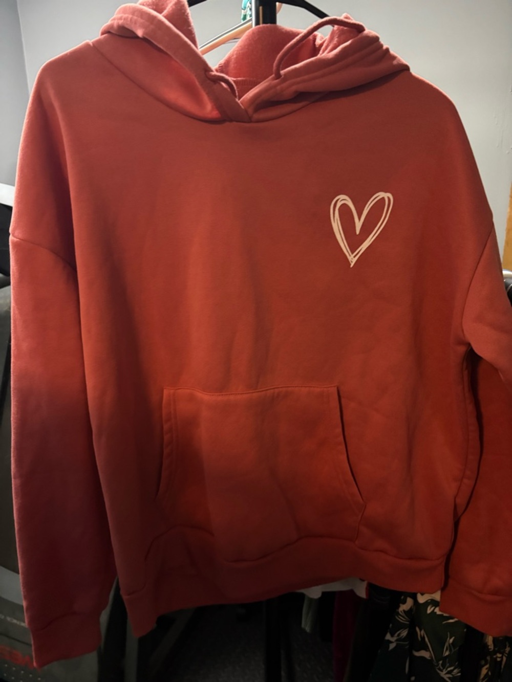 Rust Red Heart Graphic Hoodie